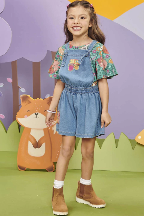 Conjunto kukie de Blusa e Jardineira - Frente