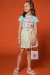 Conjunto infantil kukiê de Blusa e Saia em Tricoline . Acompanha Bolsa - Frente