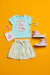 Conjunto infantil kukiê de Blusa e Saia em Tricoline . Acompanha Bolsa
