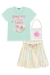 Conjunto infantil kukiê de Blusa e Saia em Tricoline - Frente