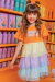 Vestido Infantil Colorido Kukiê Em Malha E Tela - Detalhes