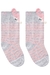 Meia infantil kukiê 3/4, raposinha rosa e cinza