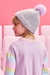 Gorro infantil kukiê em tricot cinza, costas