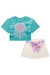 Conjunto infantil de Boxy Over e Short em Moletom Linho - Frente