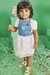 Conjunto infantil Kukiê de Body em Cotton e Salopete em Jeans e Chifon