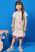 Vestido infantil Kukiê em Fly Tech - Cachorrinhos e arco-íris - frente