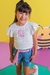 Conjunto infantil Kukiê de Blusa Boxy em Malha Elastic e Shorts em Jeans Liz