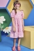 Vestido infantil Kukiê Xadrez Rosa - Frente