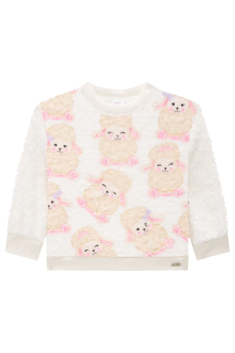 Blusa Infantil Kukiê Em Pelo Carneirinho, estampa de ovelha