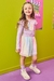 Conjunto infantil kukiê de blusa e saia com shorts embutido 