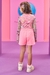 Conjunto infantil de blusa em tule, top e shorts, estampa pandinha - costas