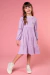 Vestido infantil kukiê borboletas lilás, em malha elastic - frente