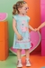 Vestido infantil kukiê em Meia Malha, estampa de flamingo - Frente