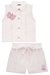 Conjunto infantil kukiê de Colete e Shorts em Sarja, detalhe borboleta - Detalhes