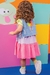 Vestido infantil kukiê em Meia Malha e Colete em Jeans - Costas