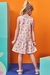 Vestido infantil kukiê em Fly Tech, estampa de flores - Costas