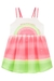 Vestido infantil kukiê em Flytech, estampa de melancia - Detalhes