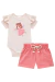 Conjunto infantil kukiê de Body e Shorts em Linho, estampa fadinha - Detalhes