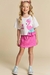 Conjunto kukiê de de Blusa e Short Saia em Fly Tech, estampa flamingo - Frente