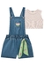 Conjunto infantil kukiê de Top e Jardineira em Jeans, melancia