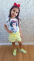 Conjunto infantil kukiê de Blusa e shorts em sarja - Princesa Branca de Neve