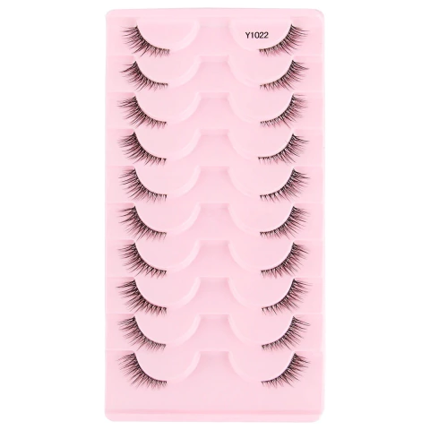Y1022 half lashes cartela com 10 pares cílios posticos de cantinho cat