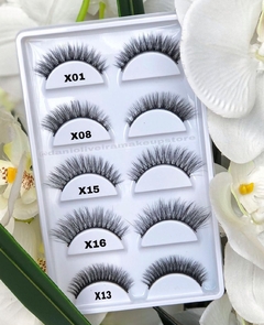 MIX 01 - CARTELA COM 5 PARES DE CILIOS POSTICOS MODELOS VARIADOS - Dani Oliveira Makeup Store