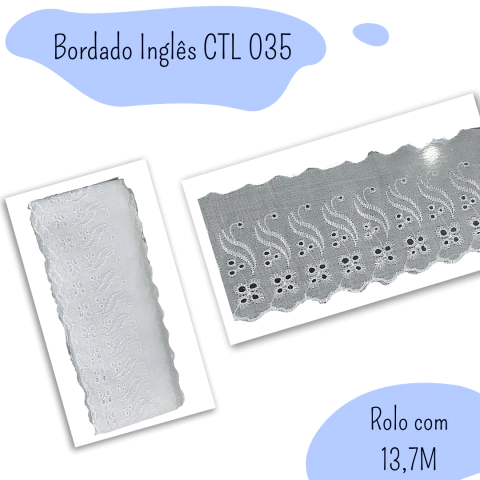 Bordado Inglês CTL-035 Branco - Peça com 13,7m
