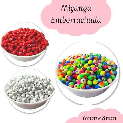 Miçanga Bola Conta Emborrachada 6mm 20g - Aproximadamente 200 Unidades