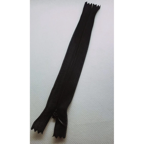 Zíper Invisível Fixo Preto - 10 Unidades - Vários Tamanhos