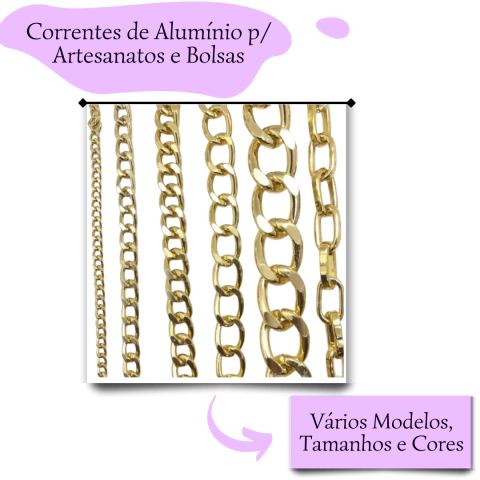 Corrente de Alumínio Reforçada Por Metro Ouro
