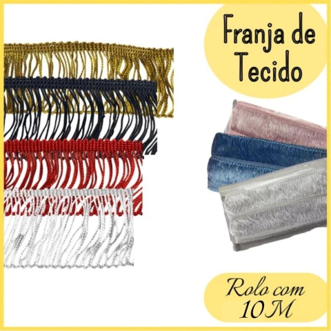 Franja De Viscose 10cm - Rolo com 10 Metros