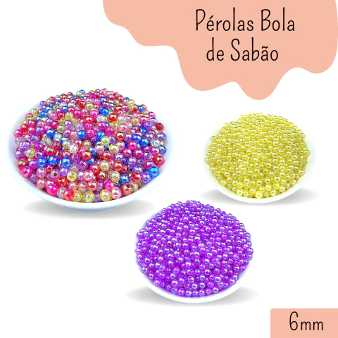 PEROLA 6MM ABS COM FURO BOLAS DE SABÃO PARA ARTESANATO - 200 UNIDADES
