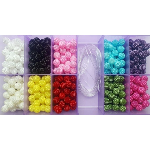 KIT 500 PÉROLA CRAQUELADA 10MM + CAIXA ORGANIZADORA