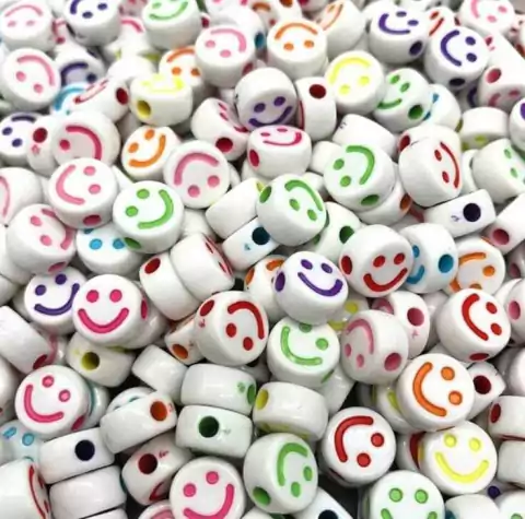 Miçanga Infantil Smille Redondo Branco 4x7mm Com 100 unidades MIX