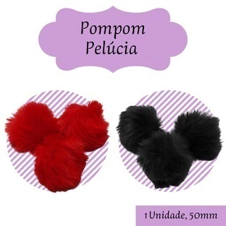 Pompom Pelúcia 50MM Para Chaveiros, Tiaras e Artesanatos Em Geral - 2 Unidades