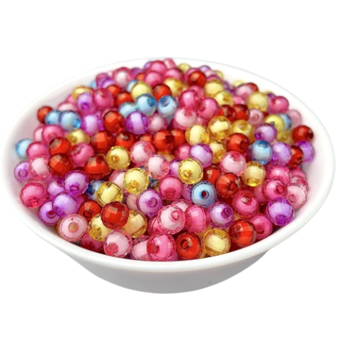 Miçanga Bola Sextavada 8mm de Cristal Acrílico Com 100 Unidades