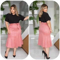 SAIA SUEDE BABADO - ROSE - ATACADO MODAS MARIA