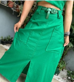 SAIA JÚLIA LONGA - VERDE BANDEIRA - ATACADO MODAS MARIA