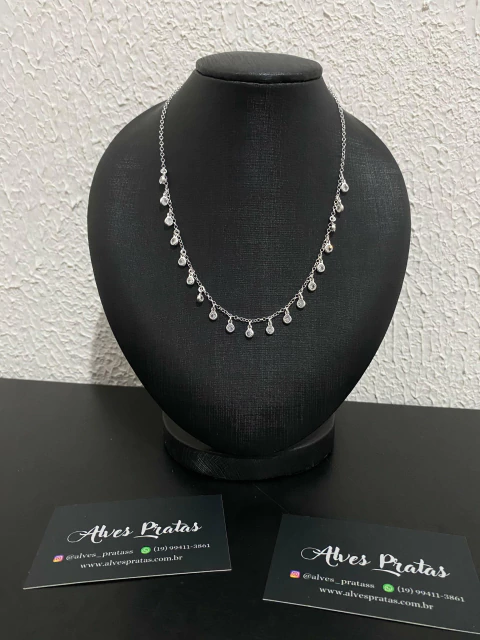 Chocker Bolinha Branca 40cm - comprar online