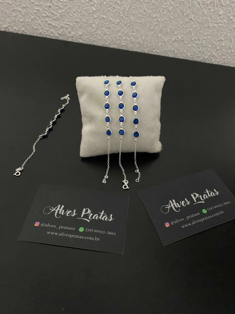 Pulseira Bolinha 6mm Azul escuro - comprar online