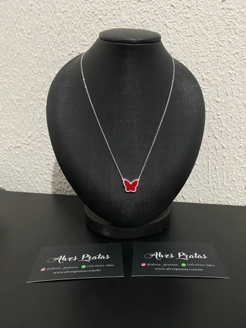 Colar Borboleta Luxo Vermelho 45cm - comprar online