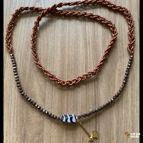 Guia de Xangô marrom com cristais número 12 [133] - comprar online