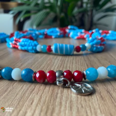 Brajá de Ogum Beira Mar com pedra natural jade[115] - Axé dos Orixás - Guias Exclusivas para Proteção Espiritual e Conexão Divina