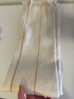 Alfombra/Manta de algodón - cruda con raya finita mostaza - 1,6x0,7 - comprar online