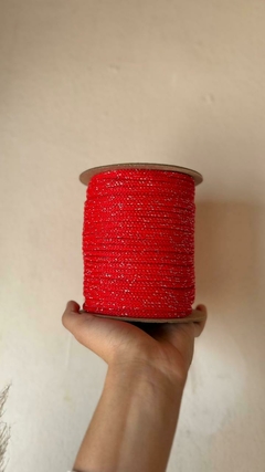 Cordón de polipropileno, 4 mm x 100 mts rojo con lurex dorado