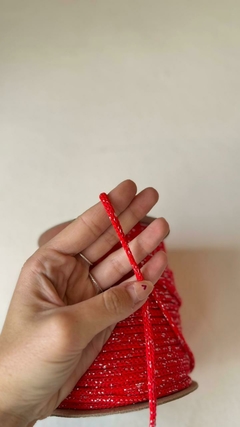 Cordón de polipropileno, 4 mm x 100 mts rojo con lurex dorado - comprar online