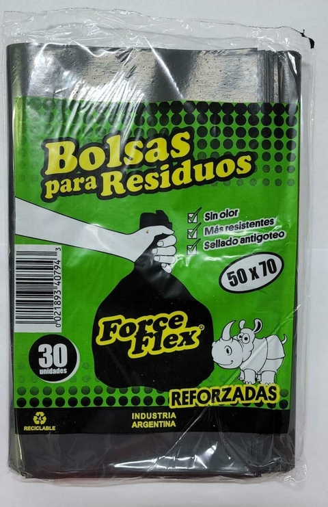 BOLSA RESIDUOS 50 X 70 FORCEFLEX X 30 UNI.-REFORZADA - comprar online