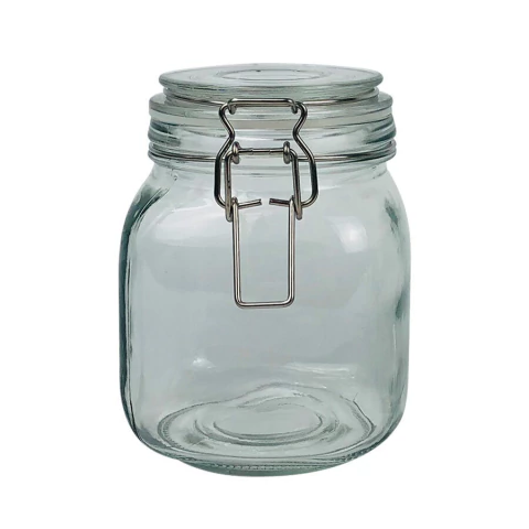 FRASCO CUADRADO C/CLIP METALICO ACERO 1000 ML