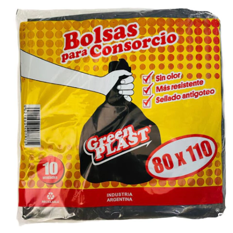 BOLSA RESIDUOS 80 X 110 GREEN PLAST X 10 UN